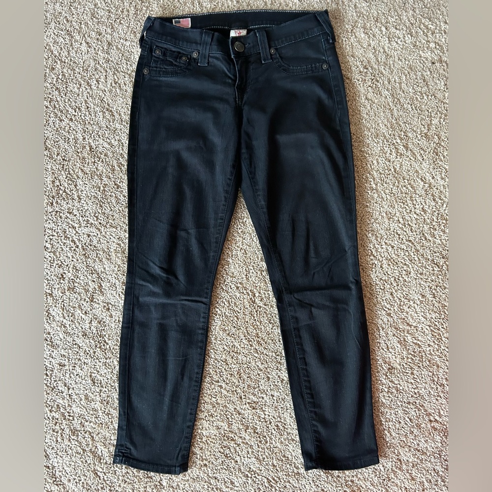 True religion black cropped jeans, size 27, gently worn